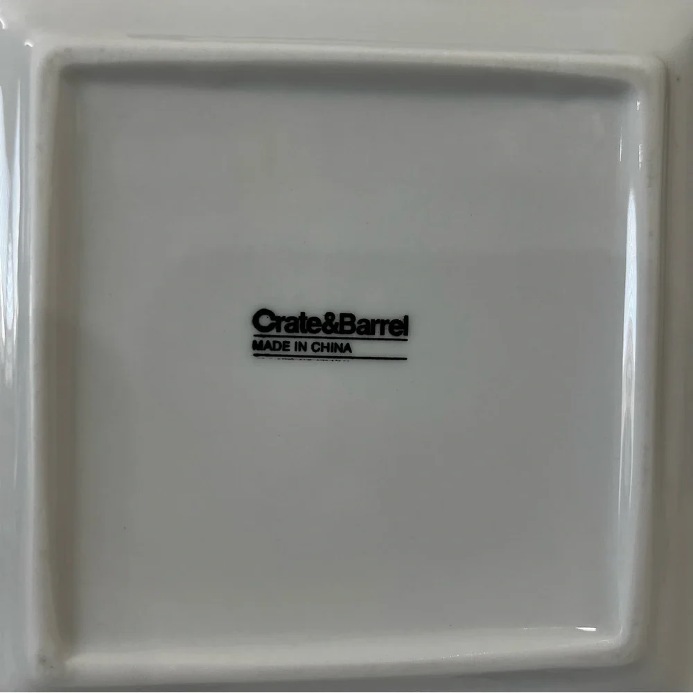 Crate & Barrel White Square Appetizer Plates 6